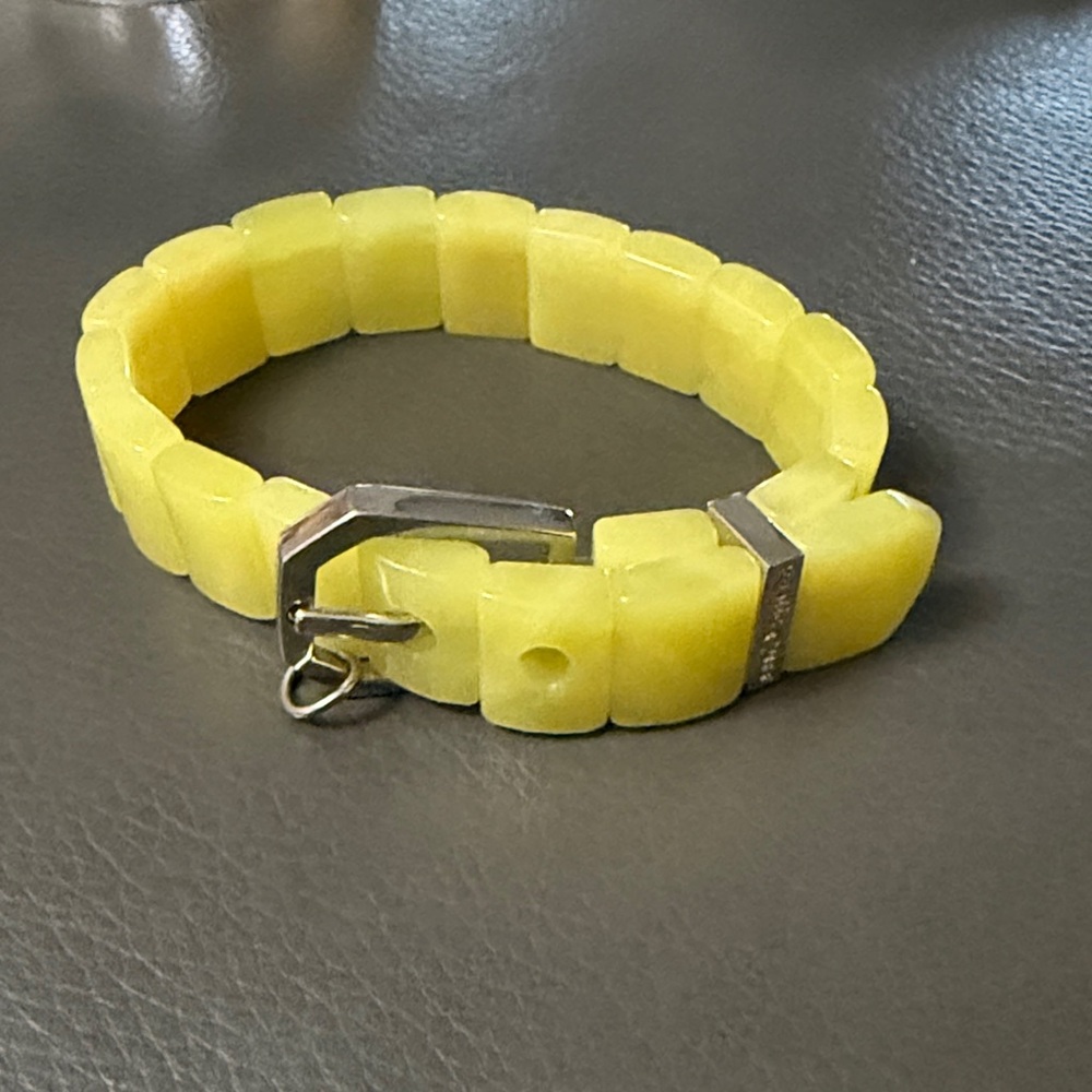 Yellow Chunky Stretch Bracelet with Silver-Tone Buckle
